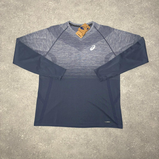 ASICS SEAMLESS LONG SLEEVE T-SHIRT - NAVY