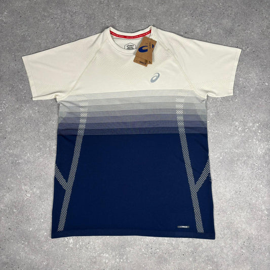 ASICS SEAMLESS T-SHIRT - NAVY/WHITE