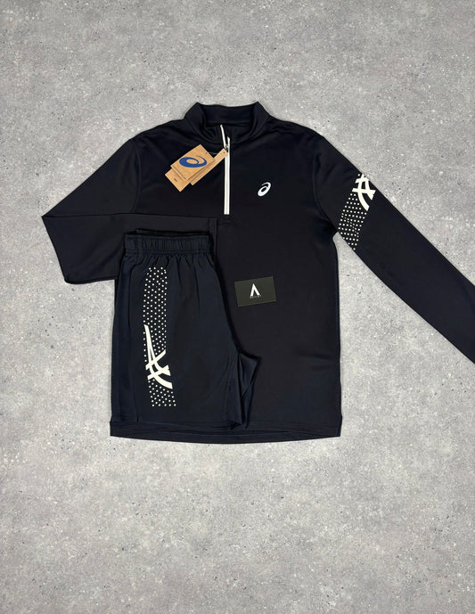 ASICS ICON 1/4 ZIP SET - BLACK